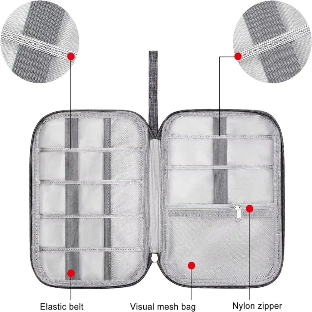 USB Charger Data Cable Storage Bags System Kit Case Cable Phone Earphone Wire Pen Power Bank Electronics Storage Bag Accessories