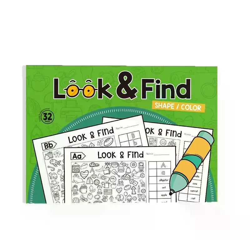 1 Set Interactive Educational Toys Look & Find Visual Puzzle Book For Kids With Color And Shape Search Activities