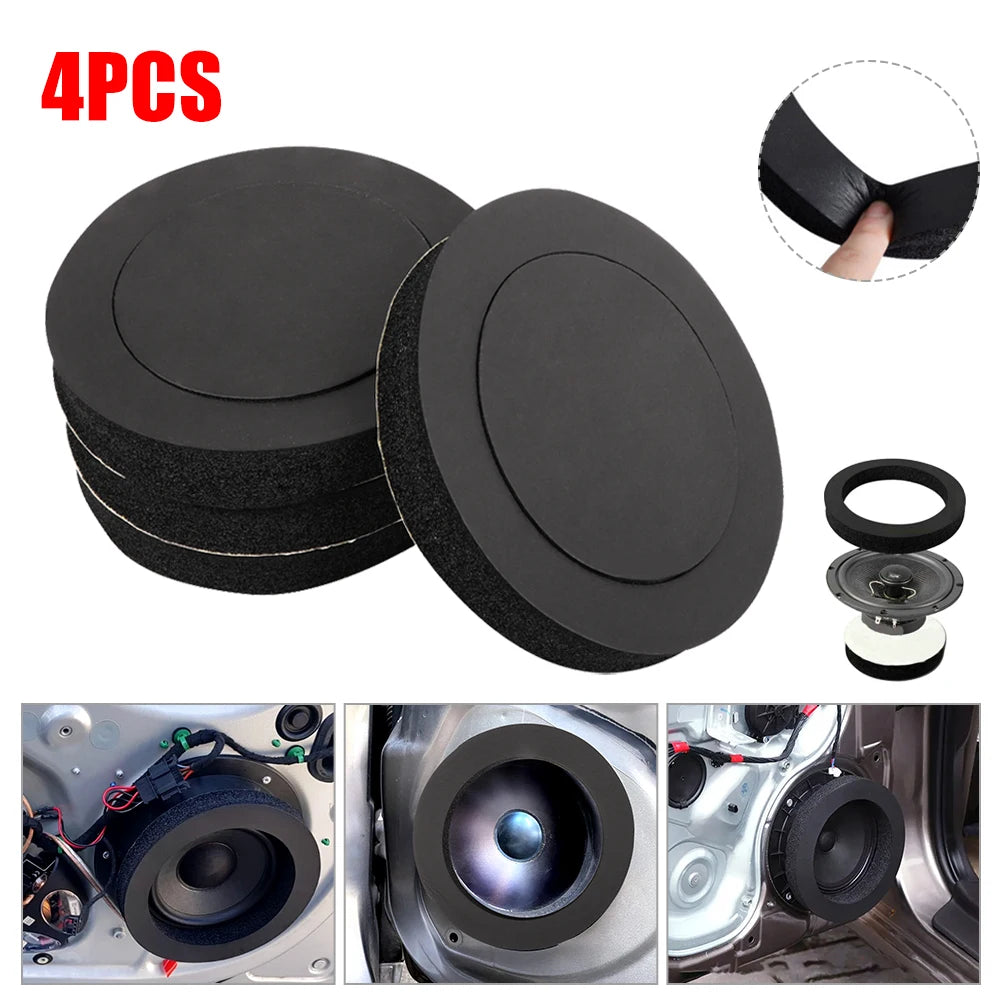 4pcs 6.5" Car Door Soundproof Cotton Speaker Bass Ring Foam Woofer Pad Noise Sound Insulation ring Accessories