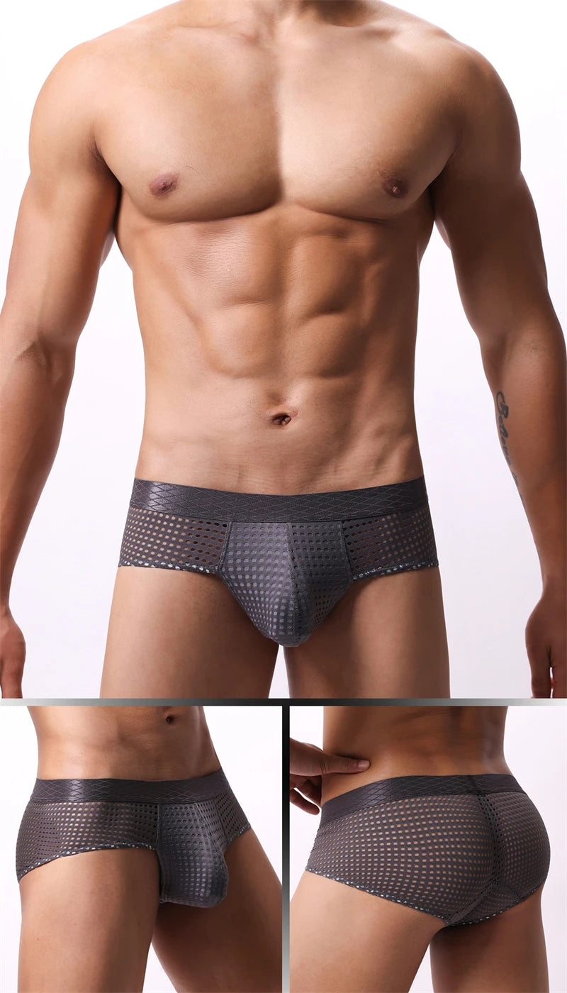 sexy tоy mens underwear Breathable mesh ropa interior hombre low waist calzoncillos hombres wide waistband sissy gay boxers new
