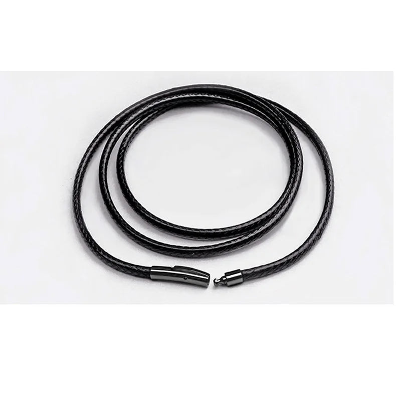 3mm Black Brown Braided Leather Rope Necklace for Men Chain Choker Men Collar Neck Diy Pendant Cord Colgante Hombres Cuello 60cm