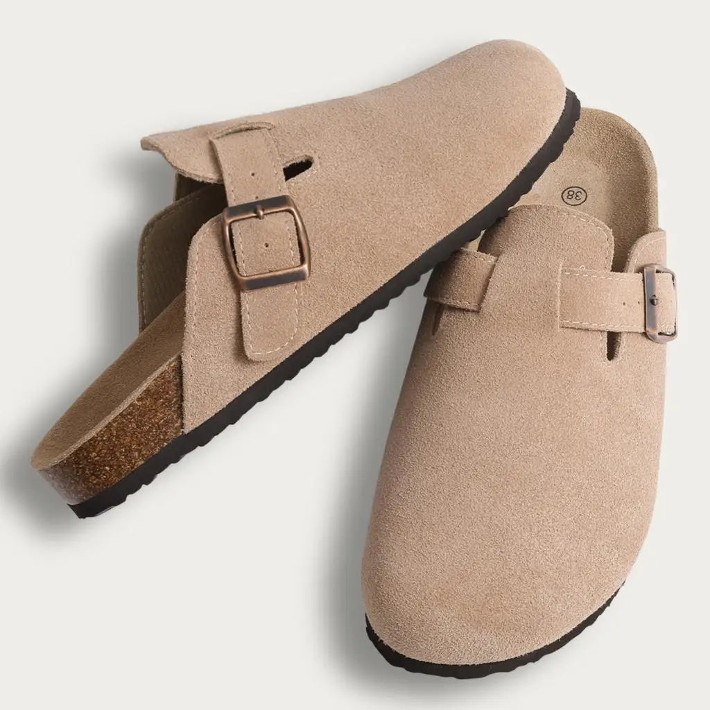 Shevalues Men Clogs Slippers Cow Suede Clogs For Men Leather Mules Men Fashion Beach Shoes Men Outdoor Classic Cork Sandals Men