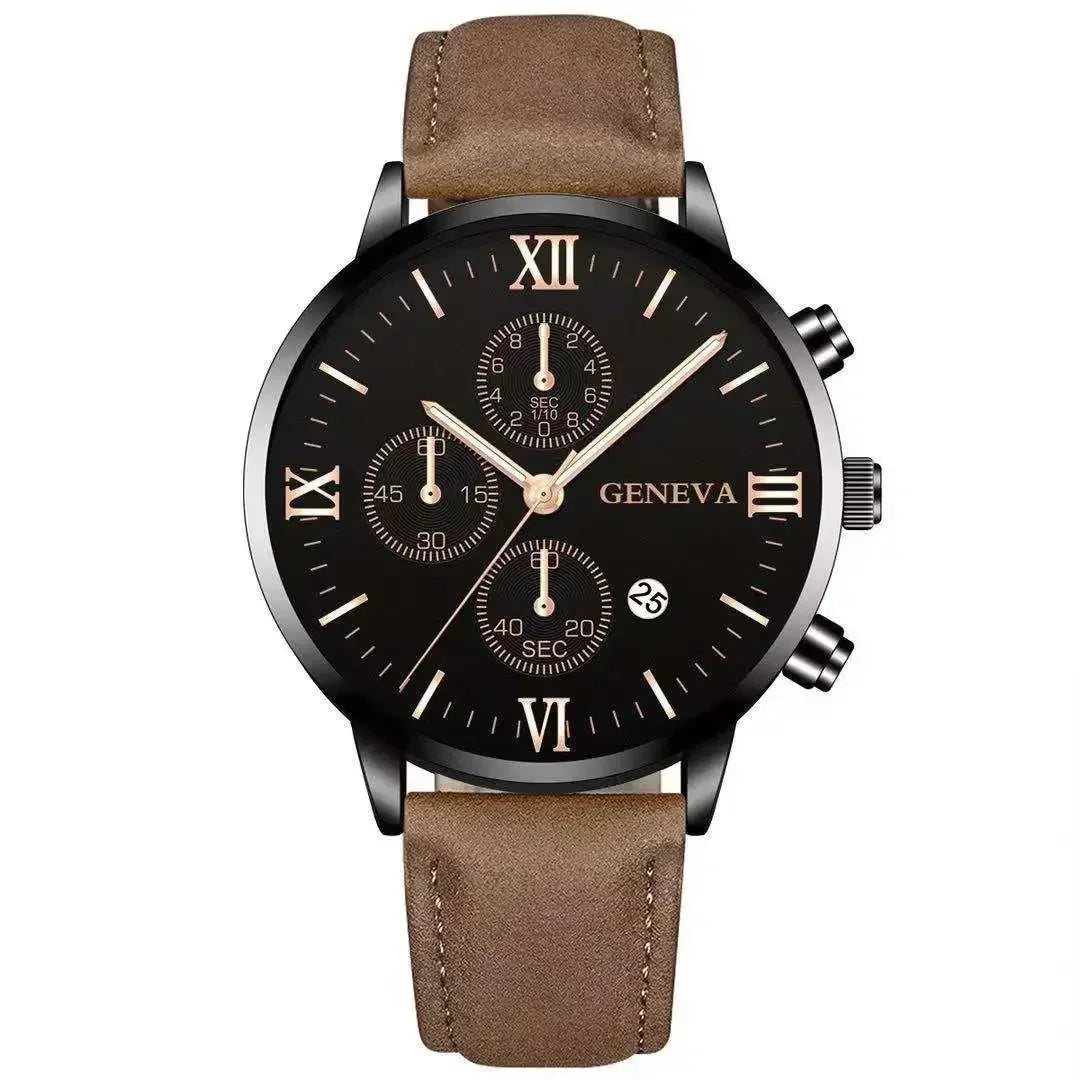 1PC Black Quartz Watch Men Roman Dial Watch Fashion Round Date Quartz Watch for Sports Relogios Masculino Relojes Para Hombres