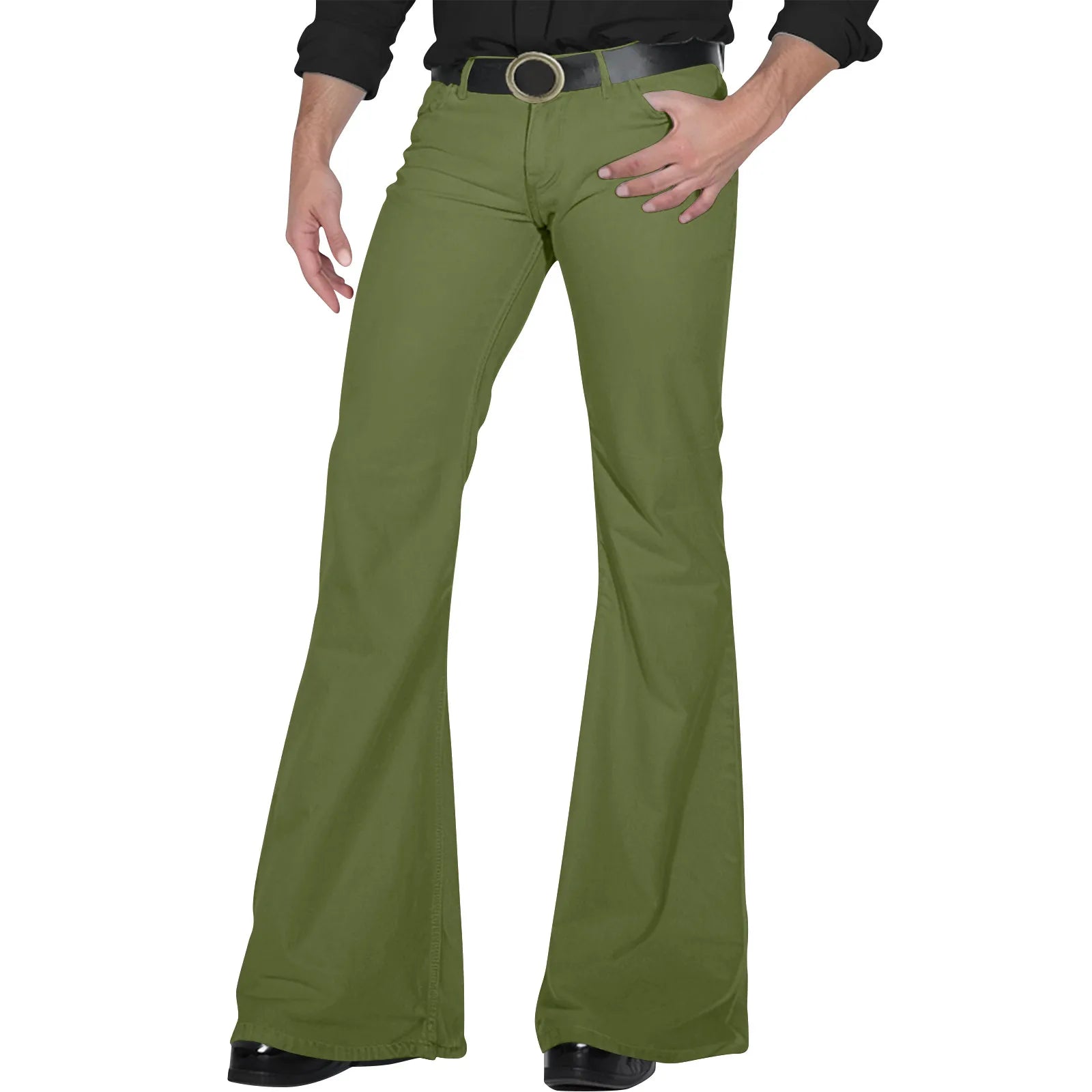 Flare Pants Men Spring Solid Color Daily Simple Classic Trousers Chic Comfortable Hip Hop Mopping Bottoms Disco Flared Pants