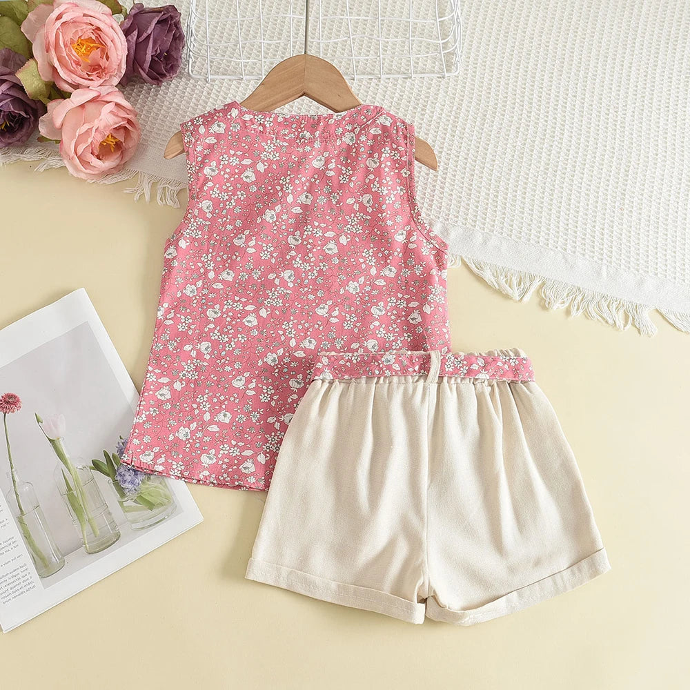Melario Toddler Kids Baby Girl Floral Blue Blouse T-shirt Pants Summer 2PCS Suit Infant Girl Clothes 2-6 Years New Girls Outfits