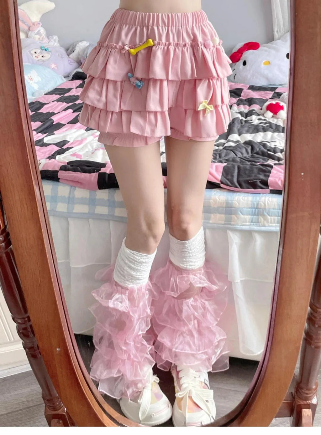 Puffy Cake Mini Skirts Women Ruched Ruffle High Waist Solid All-match Sweet Lovely Girls College Harajuku Trendy Streetwear Ins