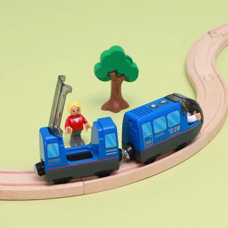 Interactive Playtime Joy Wooden Track Electric Train Toy with Magnetic Slot and Diecast Railway for Children
