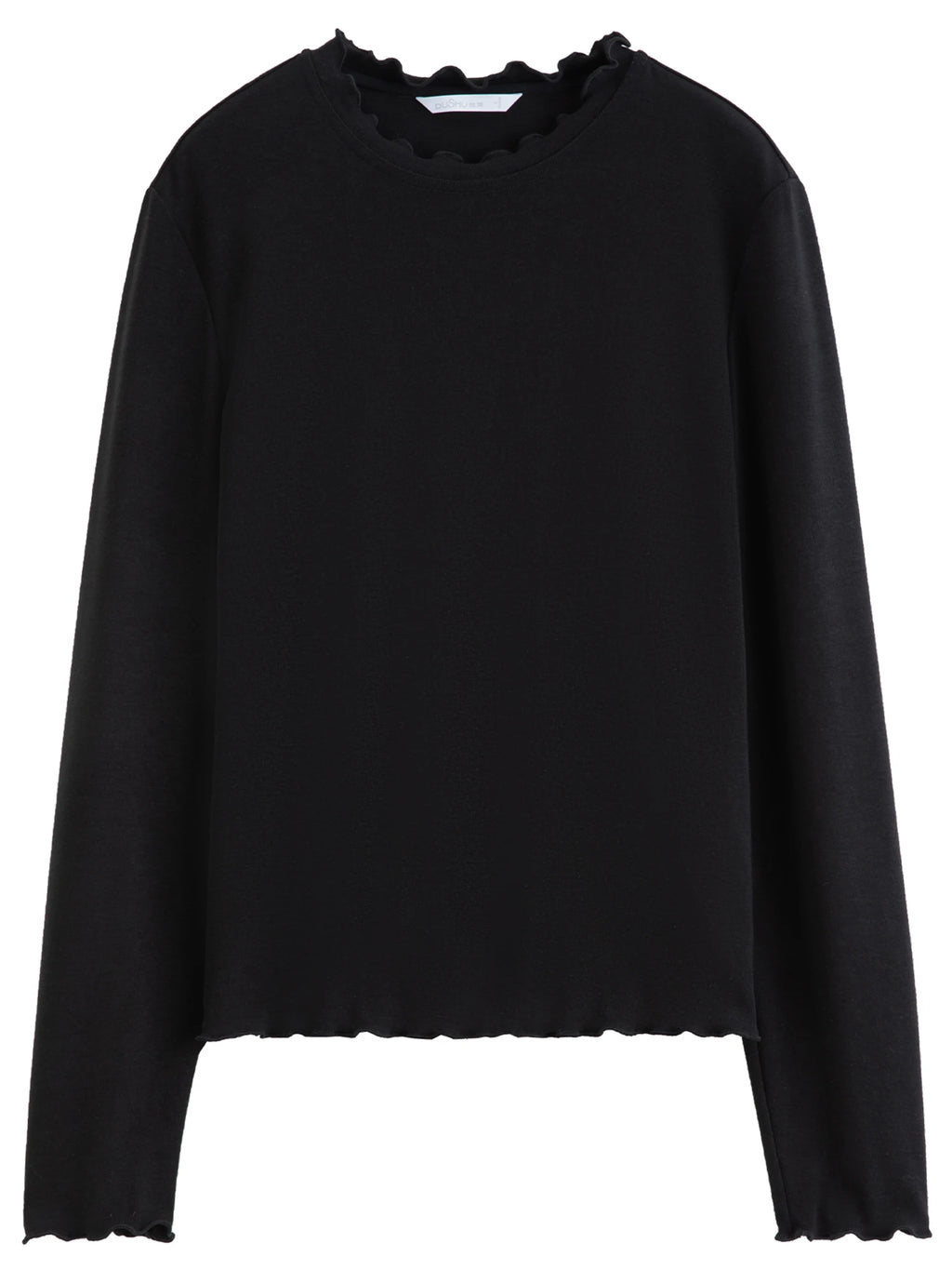 DUSHU Self-Heating Wool T-shirts Half-High Collar Soft Knit  Women's Longline Bralette Fall Winter Curvy Solid Color Pullovers