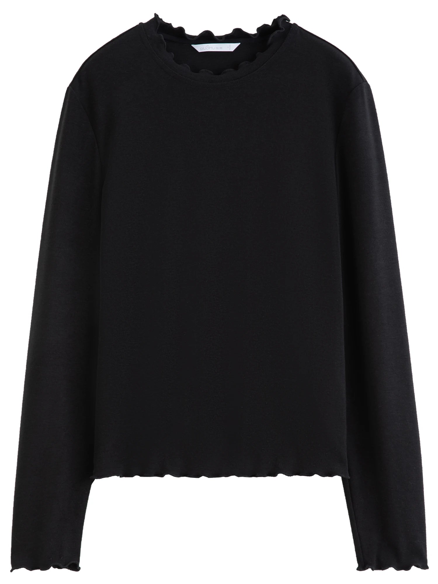 DUSHU Self-Heating Wool T-shirts Half-High Collar Soft Knit  Women's Longline Bralette Fall Winter Curvy Solid Color Pullovers