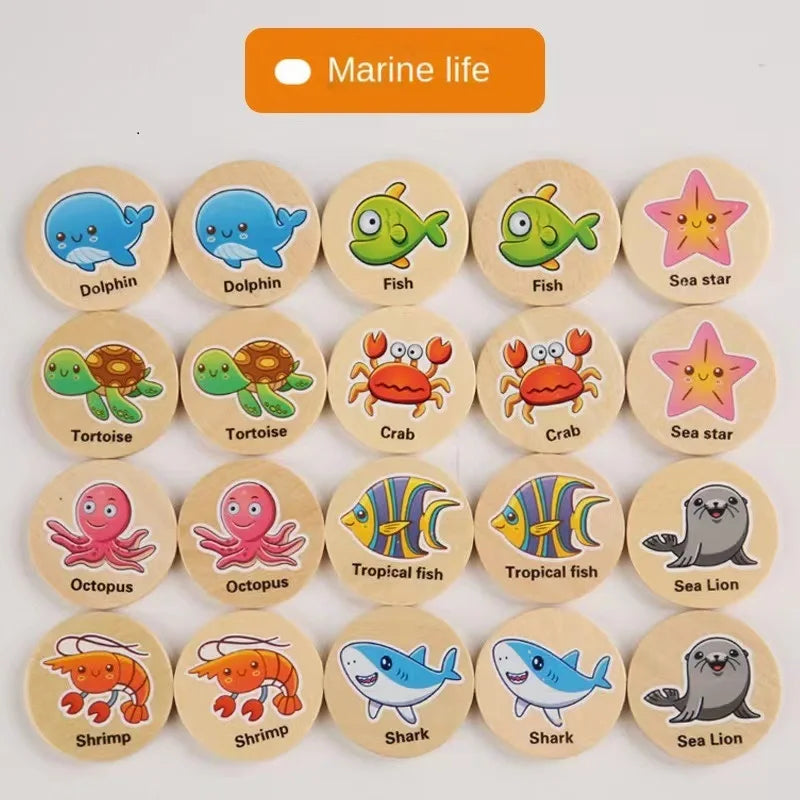Find The Same Pattern Puzzle Game Kids Cartoon Animal Memory Chess Thinking Training Children Montessori Educational Wooden Toys