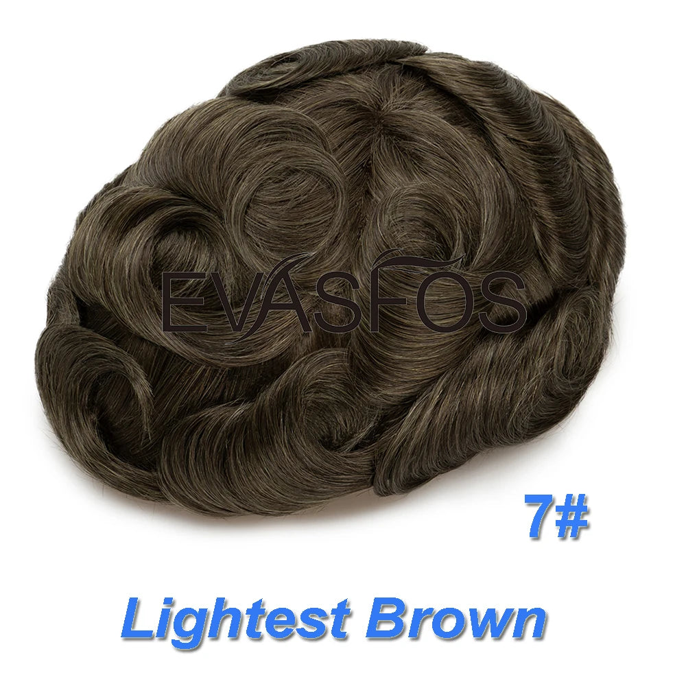 Invisible Knots Men Capillary Prosthesis Wig For Men 0.03mm Ultra Thin Skin Hair Replacement Men Toupee Natural Hair System Men