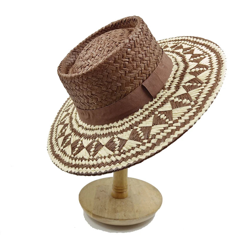 Straw hat women breathable sun hat fashion hollow retro straw hat hand-woven summer travel straw hat gorras para hombres