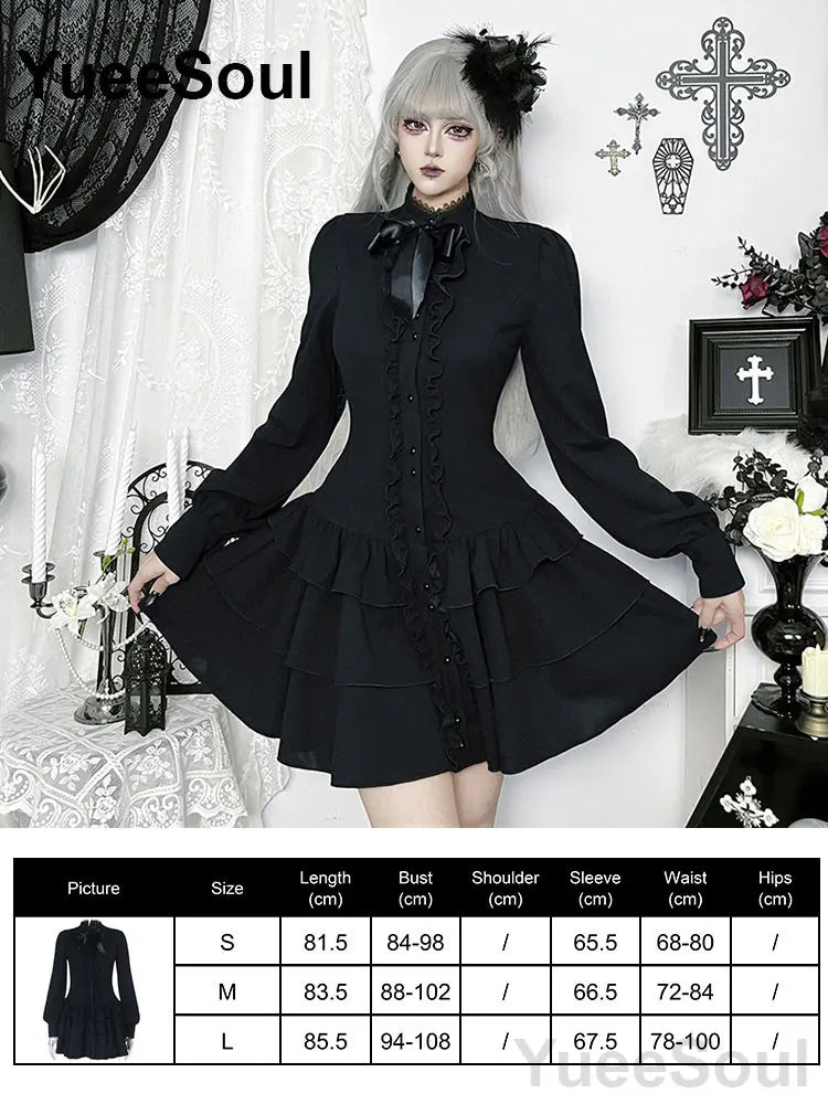 Halloween Gothic Grunge Punk Women Dress Long Sleeve Lace Slim Black Dresses 2026 New Y2K Harajuku Lolita Fairy Core Party Dress