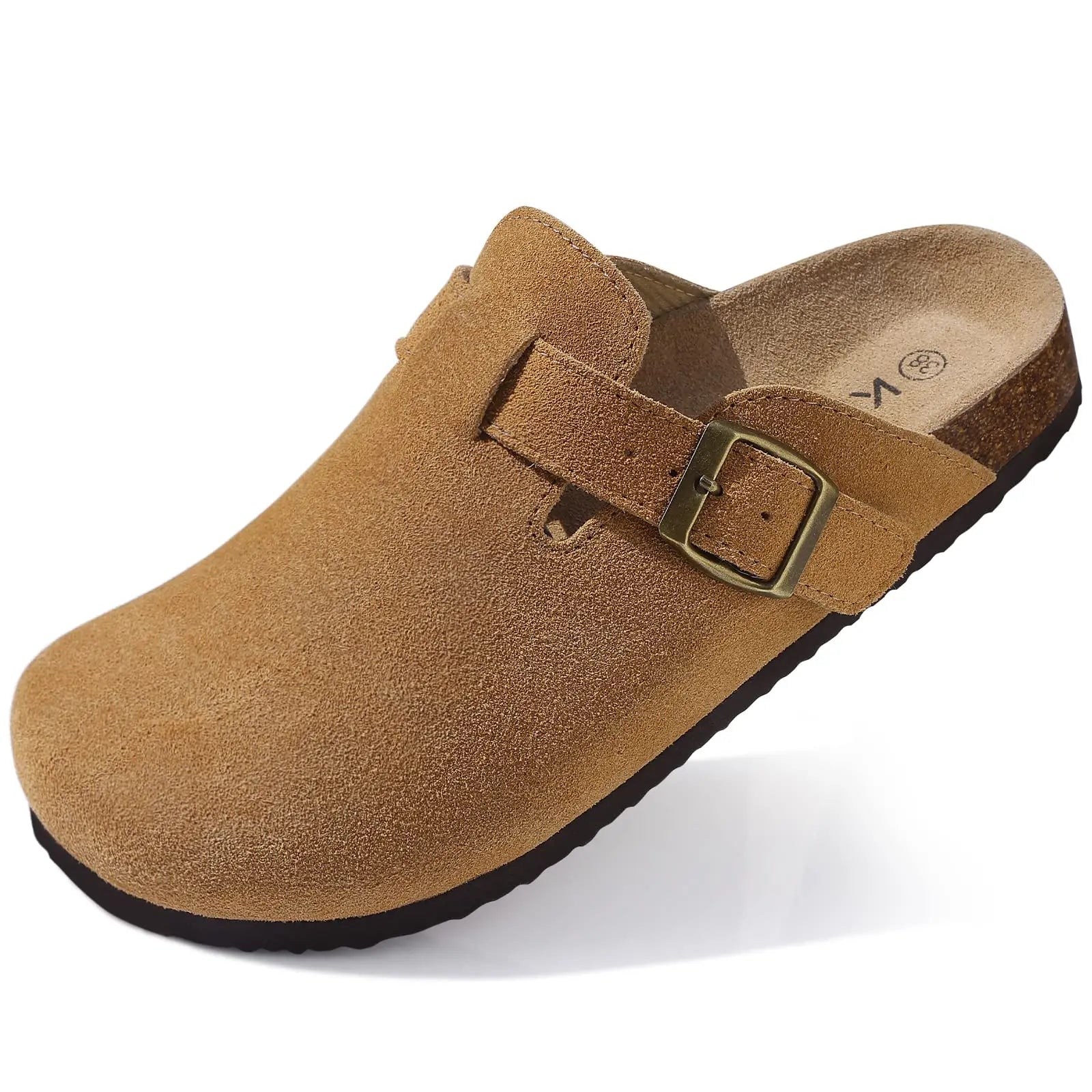 Shevalues Men Clogs Slippers Cow Suede Clogs For Men Leather Mules Men Fashion Beach Shoes Men Outdoor Classic Cork Sandals Men