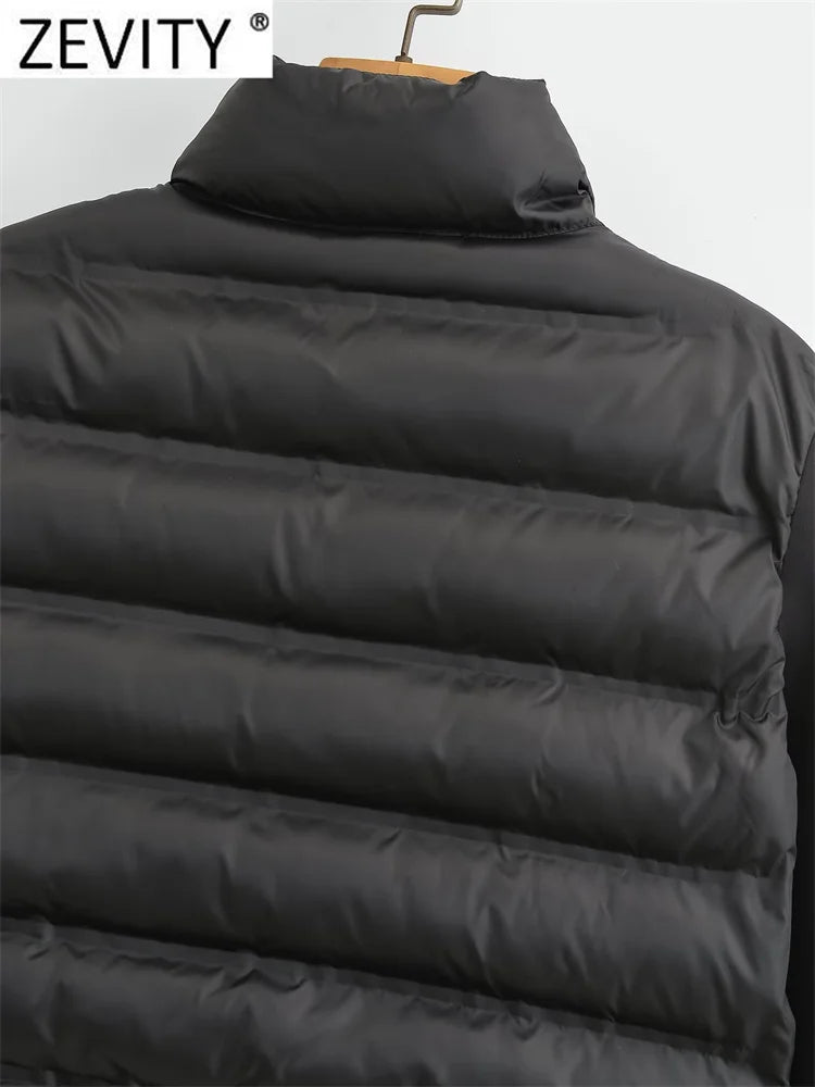 Women Vintage Long Sleeve Patchwork Cotton Padded Jacket Coat Female Pockets Outerwear Chic Zipper Short Tops CT5817