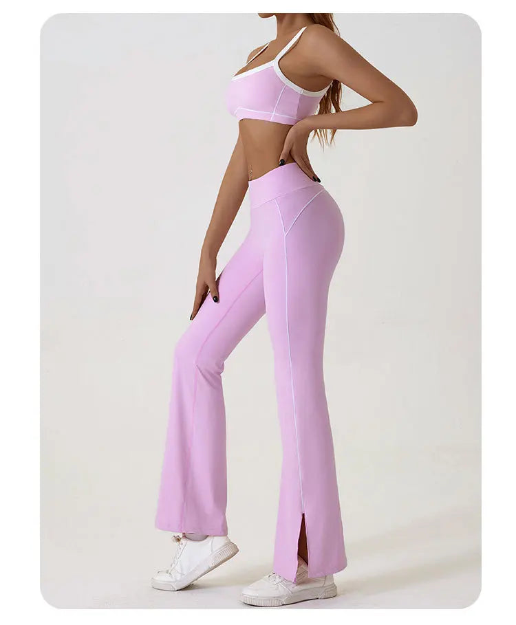 Flared Sports Yoga Pants High-Waisted Women Pants and Trousers Women Trousers Fitness Female Clothing Solid Color Women