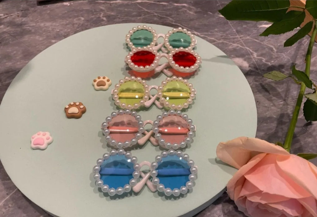 Pet Accessories Flower Sunglasses Circular Role Playing Glasses Photo Props Glasses For Cats And Small And Paracord Dog Leash