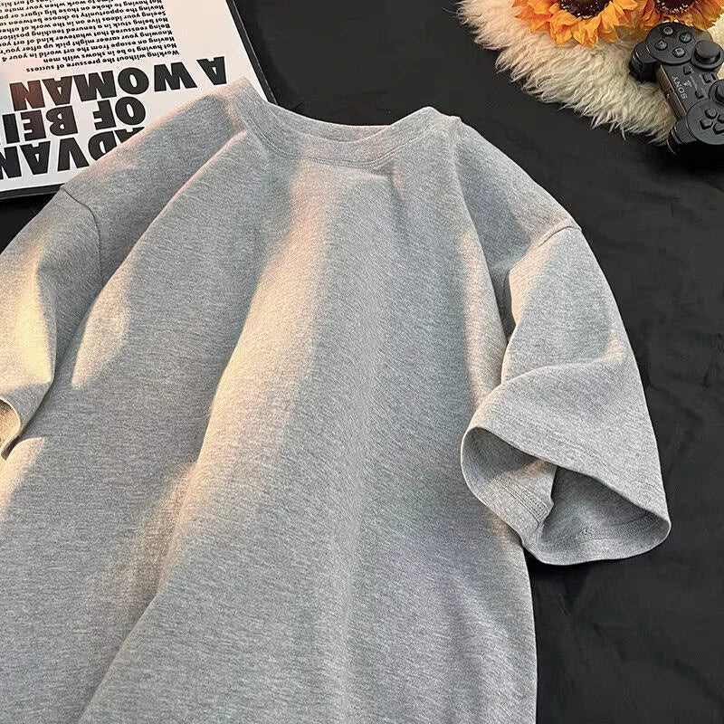 Summer 100% Pure Cotton Men's and Women's Casual Sports Loose Soft Short-sleeved O-neck Comfortable and Breathable T-shirt