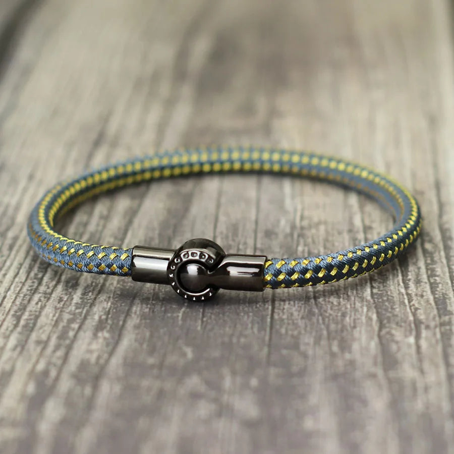 Outdoor Sports Cycling Mens Rope Bracelet Black Magnet Buckle Wrap Bangle Pulseira Corda Masculina Pulceras Hombres Elegante
