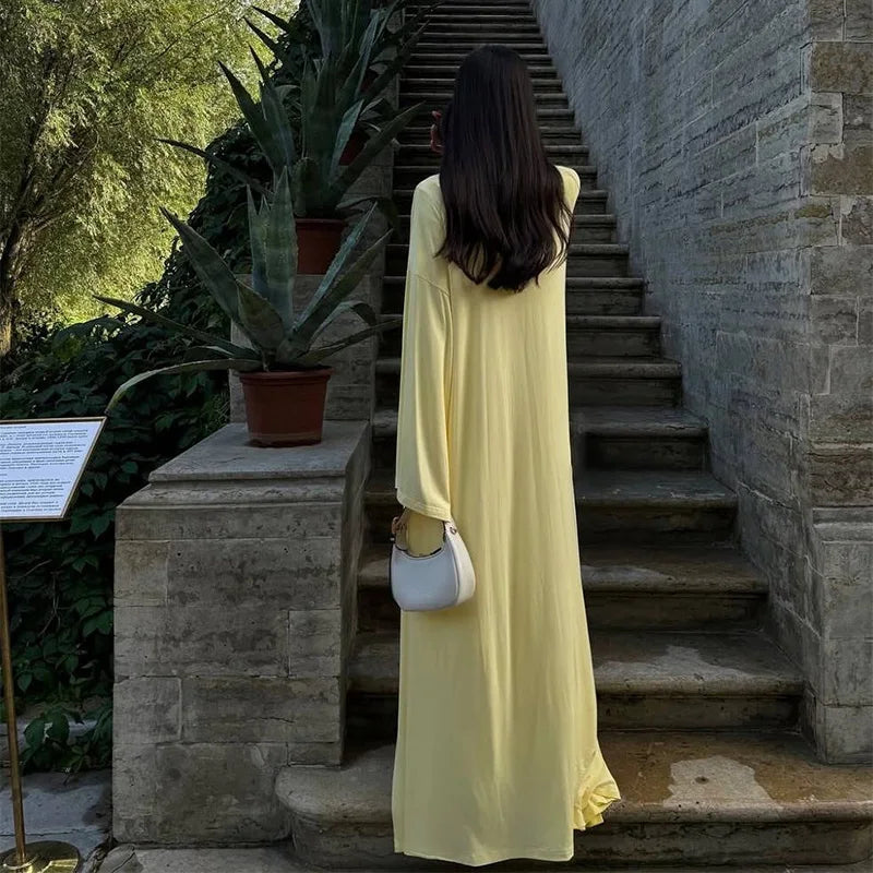 Casual Solid Women 3 Pieces Suits V-neck Long Coats O-neck Slim Top Wide Leg Trousers 2025 Spring Summer New Fashion Female Sets
