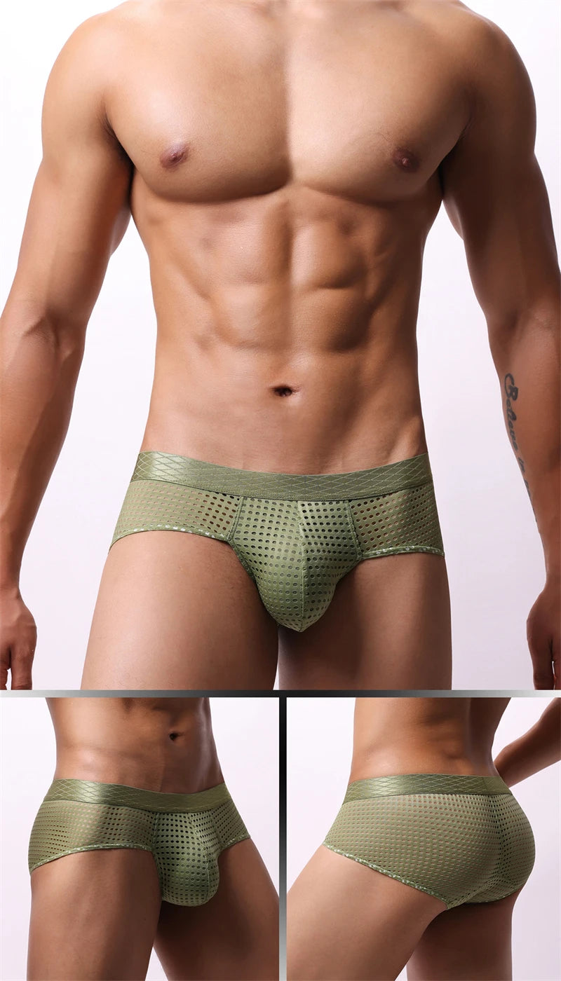 sexy tоy mens underwear Breathable mesh ropa interior hombre low waist calzoncillos hombres wide waistband sissy gay boxers new