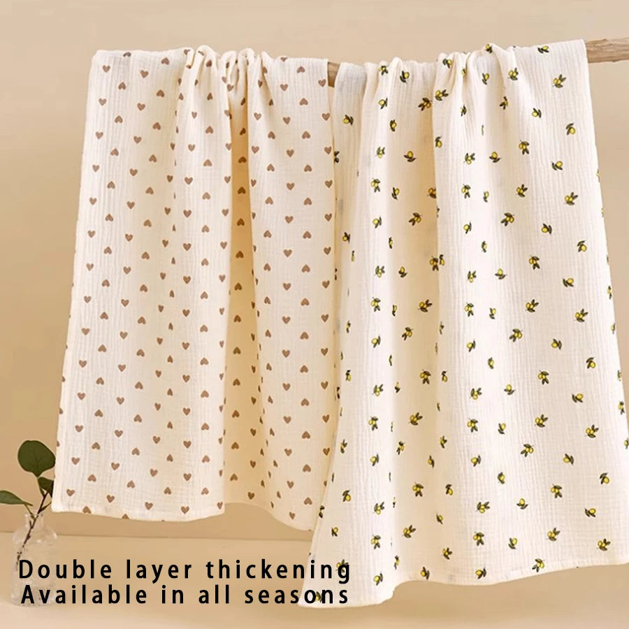 1 Piece of Double-Layered Baby Swaddle Blanket, Soft and Breathable, with Cute Patterns, Multifunctional Newborn Wrap Blanket, Baby Quilt, Baby Swaddle Sheet, Suitable for All Seasons