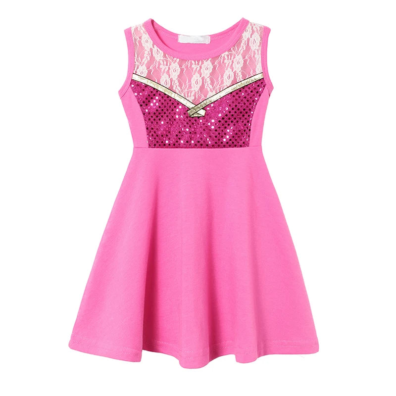 2025 Summer Elsa Anna Casual Dress Girls Cotton Clothes Children Sleeveless A-Line Dress Baby Kids Princess Casual Clothing 2-8Y