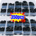 350Pcs Black Nylon Flat Gasket Set M2 M2.5 M3 M4 M5 M6 M8 Plastic Nylon Sealing Gasket Sorting Kit