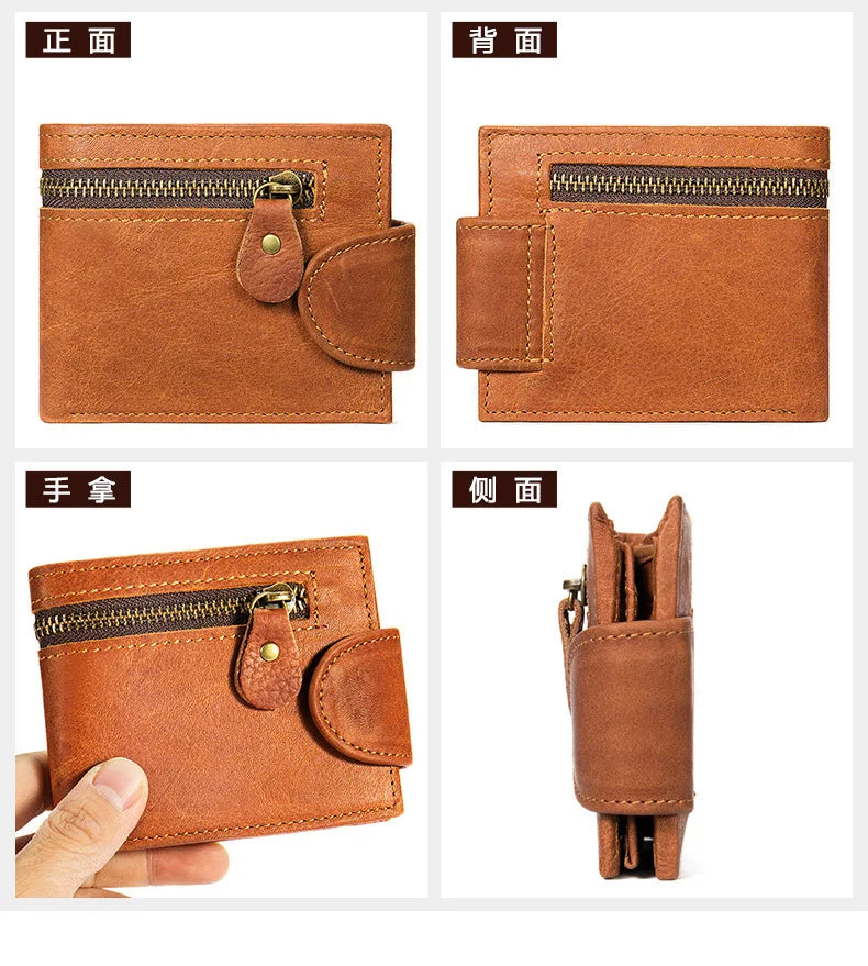 Crazy Horse Cowhide Leather Wallet for Men Genuine Leather Men Wallet Hasp Vintage Wallet Men