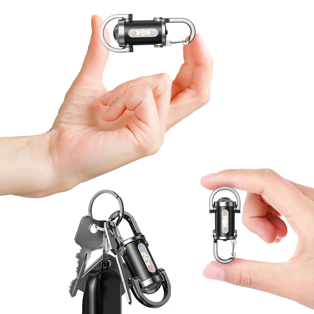 COB LED Keychain Flashlight Multifunctional Pocket Flashlight USB Rechargeable Portable Keychain Torch for Camping Hiking