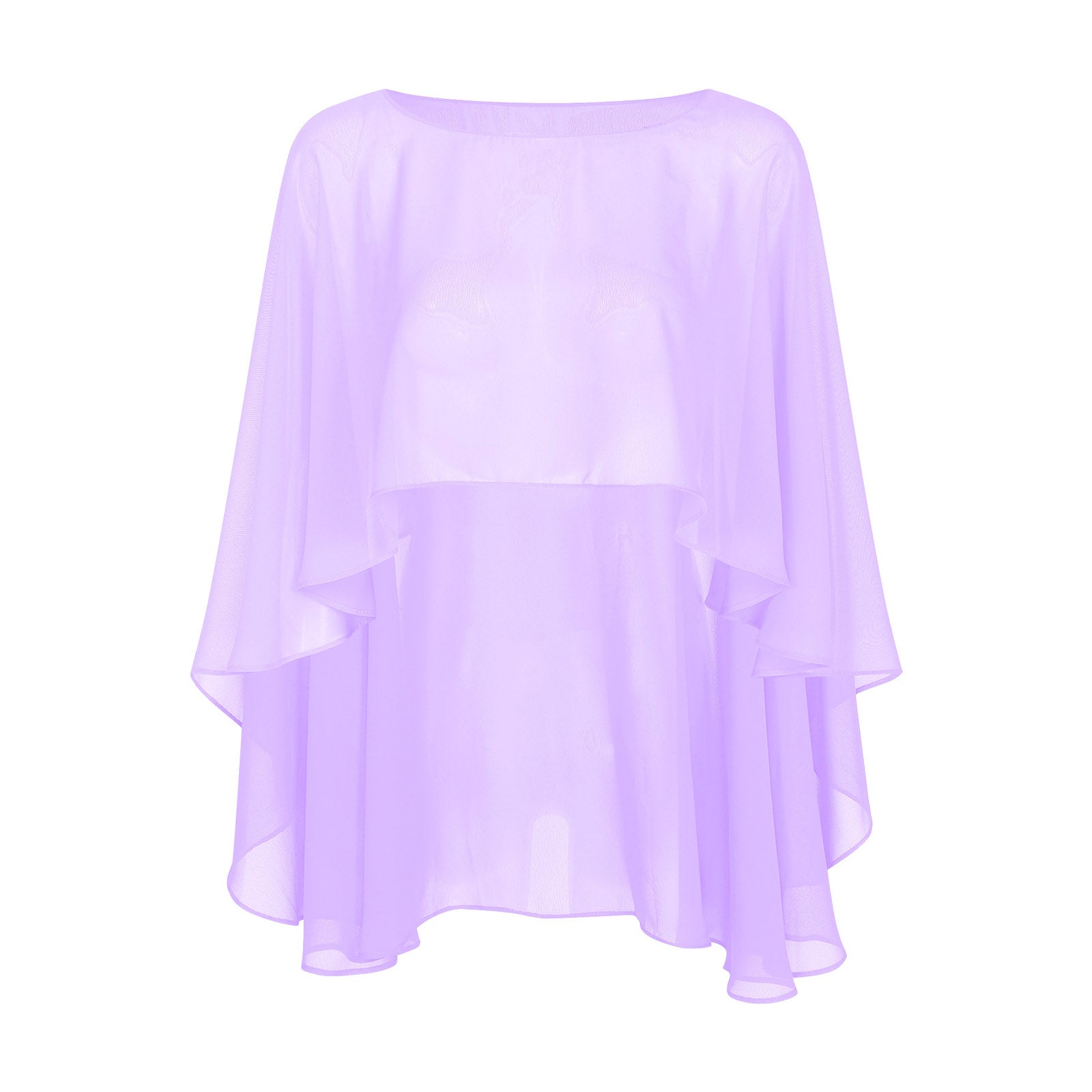 Women Chiffon Solid Pullover Capes Shawl Hi-low Hem Thin Soft Shrug Ponchos for Wedding Bridal Bridesmaid Evening Party Dress