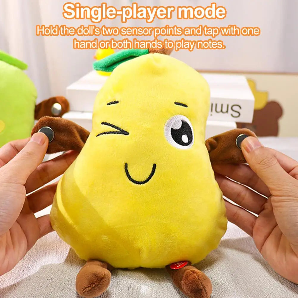 Interactive Musical Toy Sensing Beat Plush Toys Fruit Musical Dooll Pear Fruit Sensing Beat Piano Orange Plush Toy