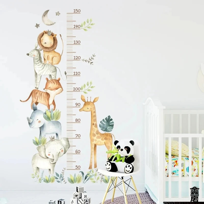 3PC Cartoon Animal Height Ruler Wall Stickers for Waterproof Removable PVC Home Decoration