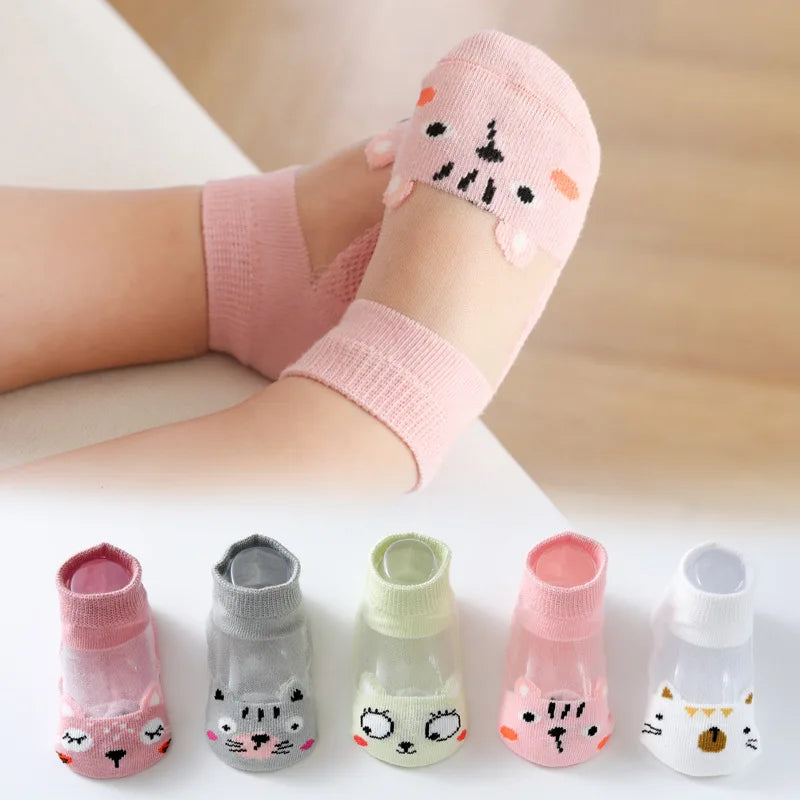 Girls Summer Mesh Thin Sock Cotton Baby Short Socks 5 Pairs Toddler Boys Kids Children Colorful Socks 5 pairs WMF043