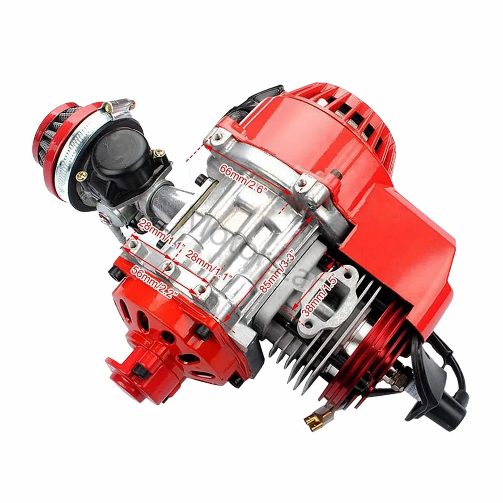 NEW Mini Moto 47cc 49cc Engine For Racing 2-Stroke Pocket Quad Dirt Bike ATV Red