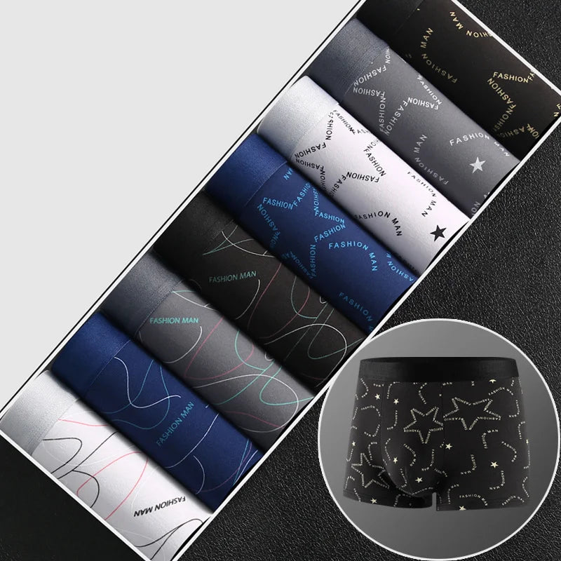 8Pcs Men Underwear Men BoxerShorts Men Printed Panties Soft Comfortable Men Underpants Man Sexy Breathable Fashion Sports Boxers