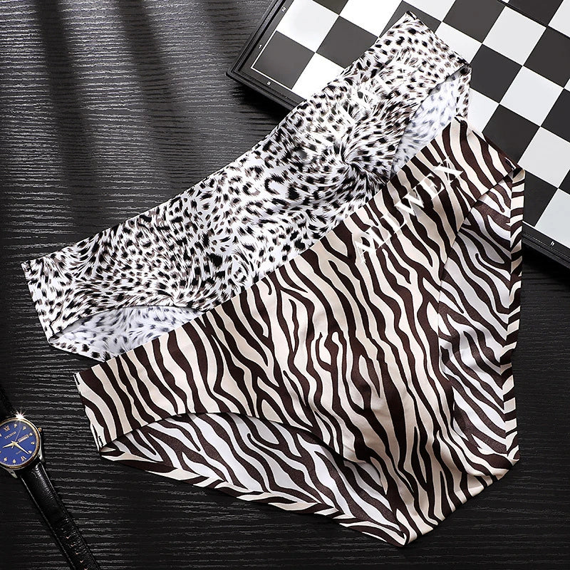 Choice Ropa interior hombre 3D convex pouch calzoncillos hombres leopard print sissy gay man underwear ice silk sexy tоy mens