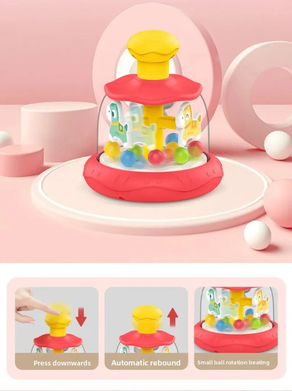 Interactive Games Baby Press Rotating Toy Early Learning Hand Coordination Sensory Spinning Toys Cartoon Skills Educational Toy