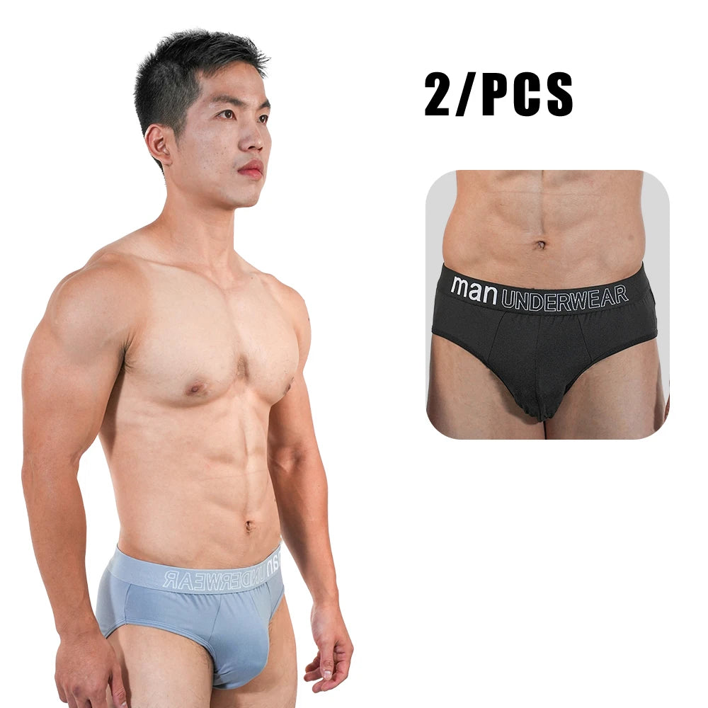 2Pcs Men‘s Large Briefs Mens Comfortable Underpants Man Sexy Gifts Underwear Stunend Breathable Triangle Panties Para Hombres