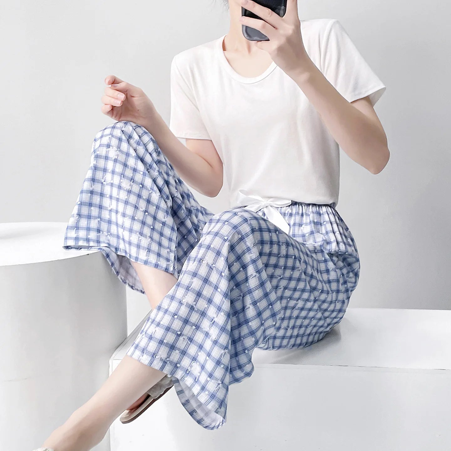Women Casual Autumn Wide Leg Pants Floral Beach Trousers High Waist Boho Ethnic Style Calf Pants Four Season Girls Home Clothes