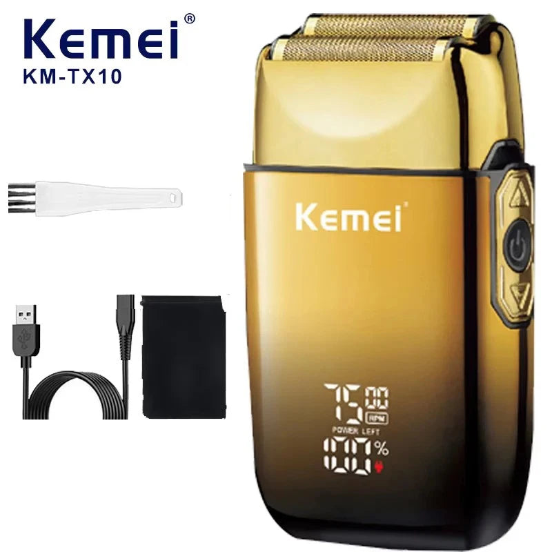 Kemei TX10 Electric Shaver Hair Rechargeable Facial & Beard Foil Razor For Men Bald Head Shaving For Men Machine Barber