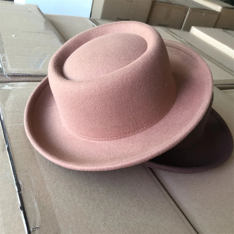 Men's hat Fedora Hat Women's Fashion Autumn and Winter Pork Pie Double Concave Small Brim Men's Jazz Hat Gorras para hombres
