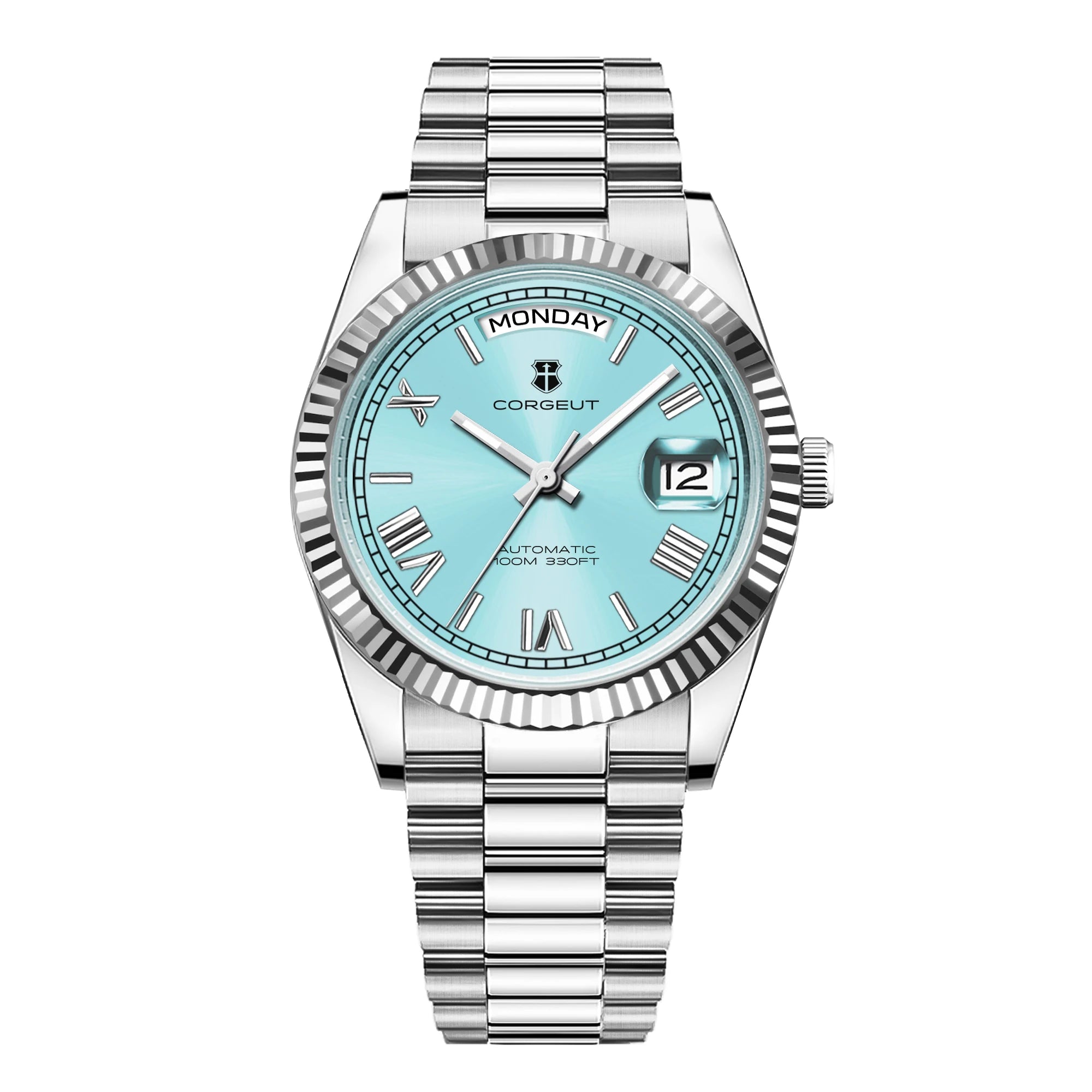 Corgeut automatisch mechanisch herenhorloge - 39/36mm Japanese movemen Saffierdatumweergave met vergrootglas - Reloj para Hombre