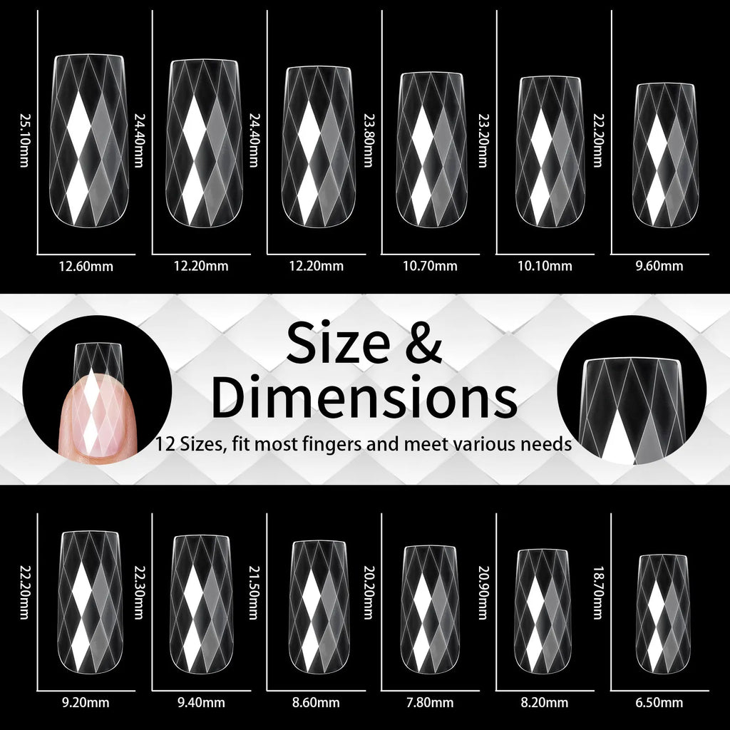 120/140Pcs 3D Diamond Almond Ballet Coffin False Nails Clear Press On Nails For Acrylic Gel Reusable Fake Tips DIY Nail Supplies
