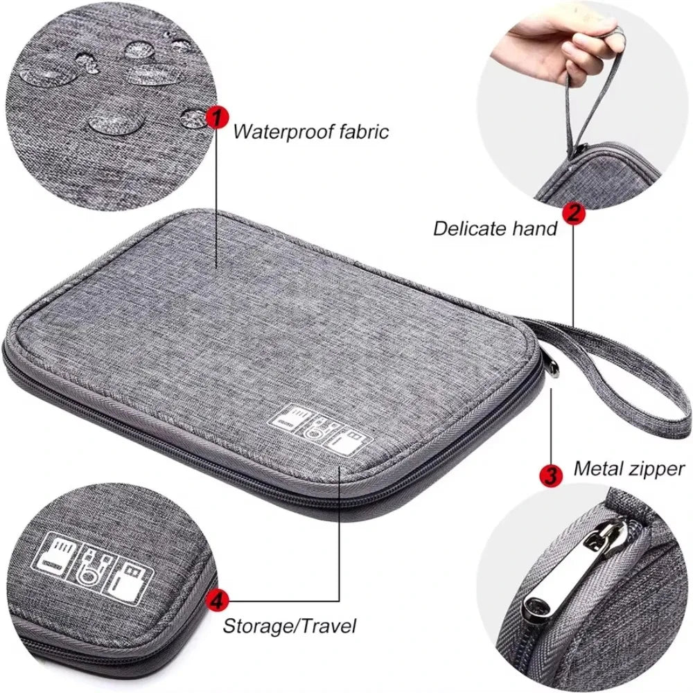 USB Charger Data Cable Storage Bags System Kit Case Cable Phone Earphone Wire Pen Power Bank Electronics Storage Bag Accessories