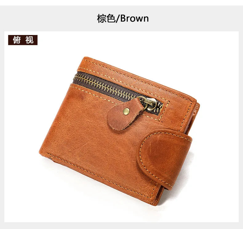 Crazy Horse Cowhide Leather Wallet for Men Genuine Leather Men Wallet Hasp Vintage Wallet Men