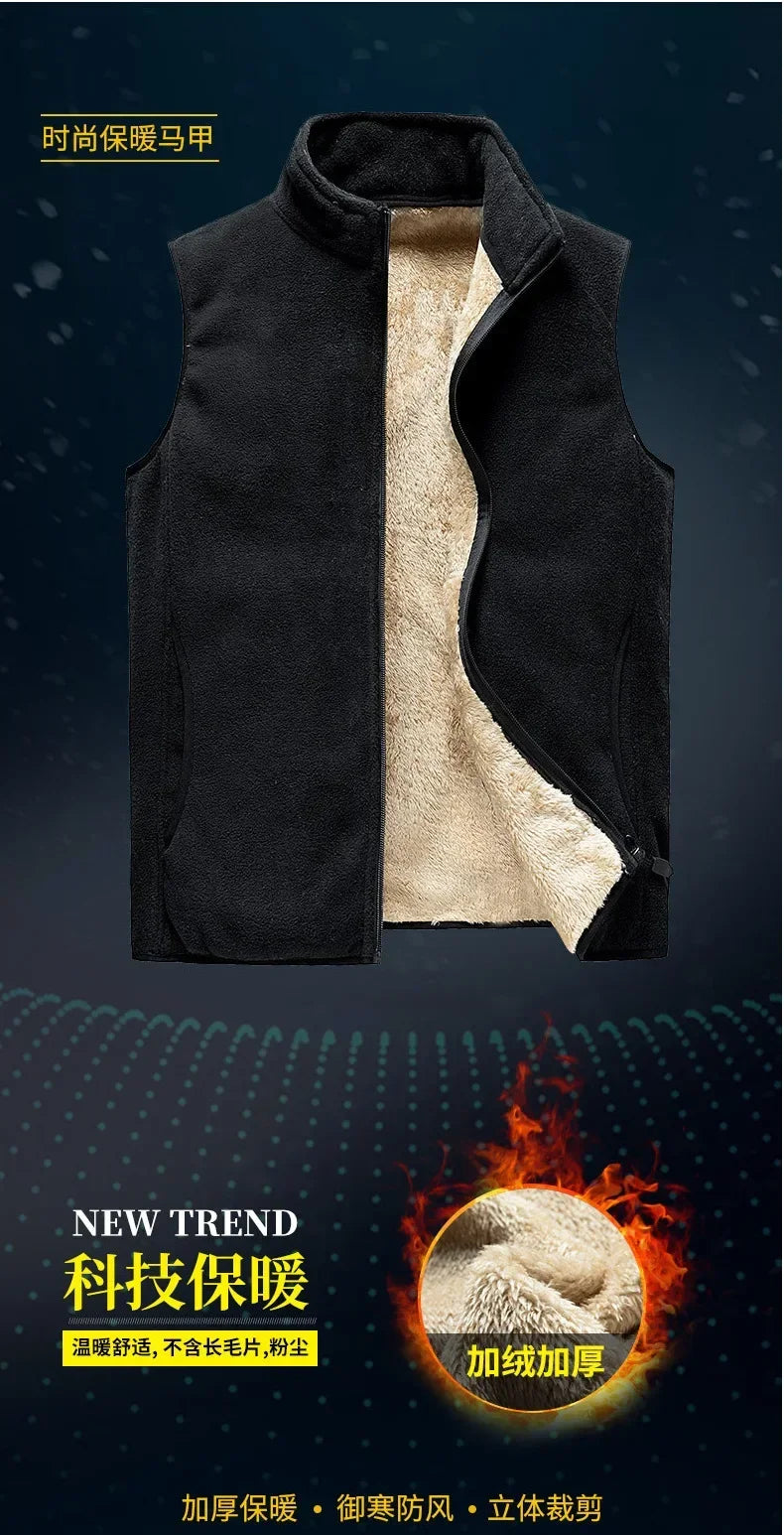 lamb cashmere waistcoat for men Brand Winter Jacket Men Vest Men Zipper Mens Jacket Sleeveless Casual Winter Waistcoat Men S-8XL