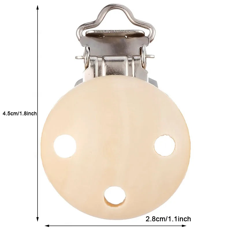 5/10 PCs Metal Wooden Baby Pacifier Clips Solid Color Holders Cute Infant Soother Clasps-Essential Accessory for Newborns