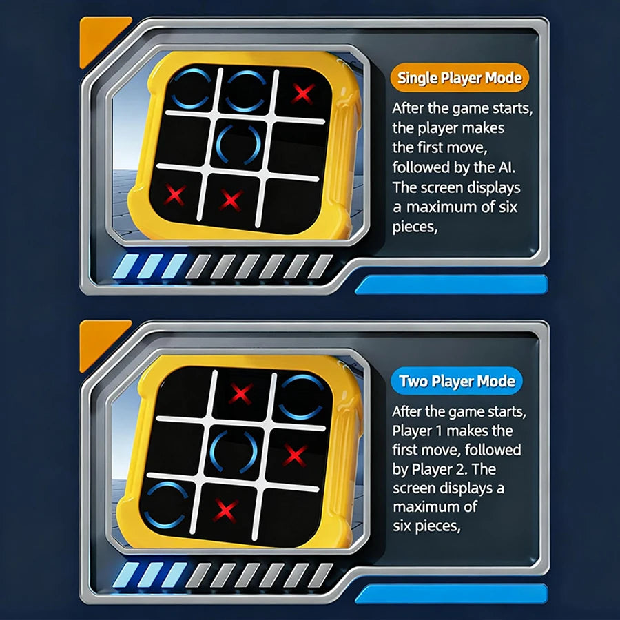 Kids' 4-in-1 Tic-Tac-Toe Game Toy: 1-on-1 Battles, Whack-A-Mole, Memory Challenge Machine for Children's Educational Games