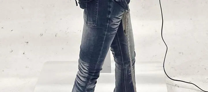 Women's Low Flare Jeans Cyber Punk Abi Y2k Japanese Skinny Bootcut Harajuku Goblin Core Long Trousers Denim Pants Bell Bottom